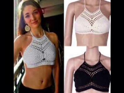 Crop Top Mujer Tejido a Crochet