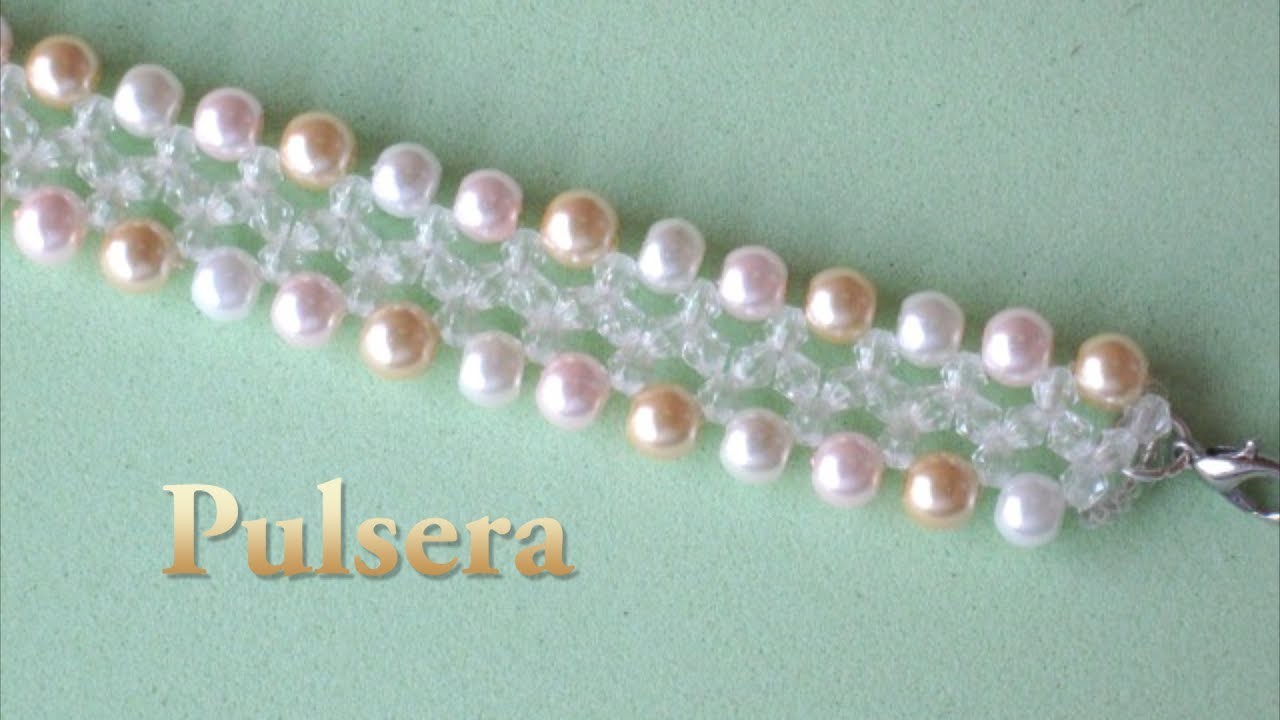 # DIY -Pulsera niña, fácil, perlas y tupis cristal# DIY-girl bracelet, pearls and crystal tupis