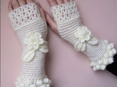 Guantes de crochet sin dedos tejidos a mano o fingerless gloves