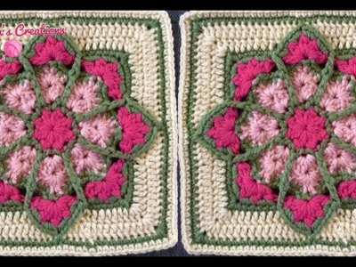 TEJIDOS A CROCHET: Cuadro Vitral Florido. HOW TO CROCHET: Stained Glass Crochet Square