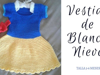 Vestido Blanca Nieves a crochet para niña de 2 a 3 años
