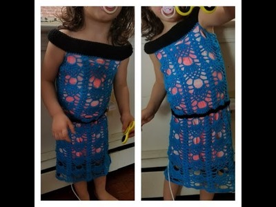 Vestido para niña a crochet en punto piña. Crochet dress for little girls.