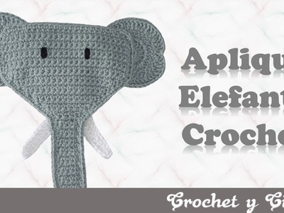 Aplique de elefante tejido a crochet