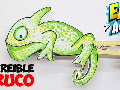 DIY - INCREIBLE TRUCO con Ganchos de Ropa - Como Hacer un camaleón Animado - Craft -  Easy Art