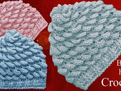 Gorro a Crochet en punto almendras en relieve tejido tallermanualperu