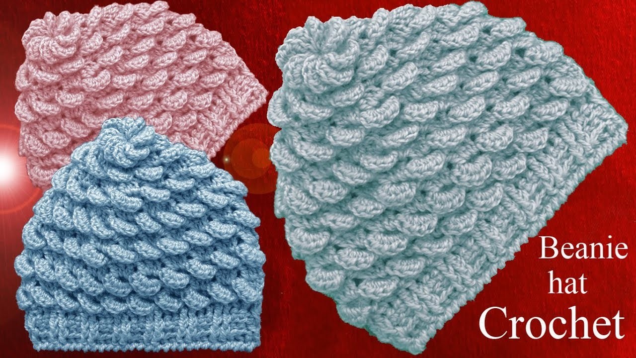 Gorro a Crochet en punto almendras en relieve tejido tallermanualperu