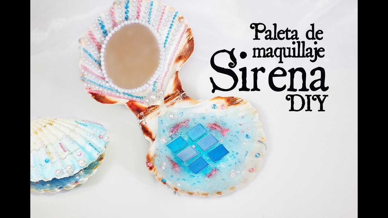 Manualidades con conchas de mar - PALETA DE MAQUILLAJE de SIRENA  - DIY Verano