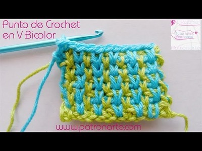 Punto de Crochet Bicolor en V paso a paso