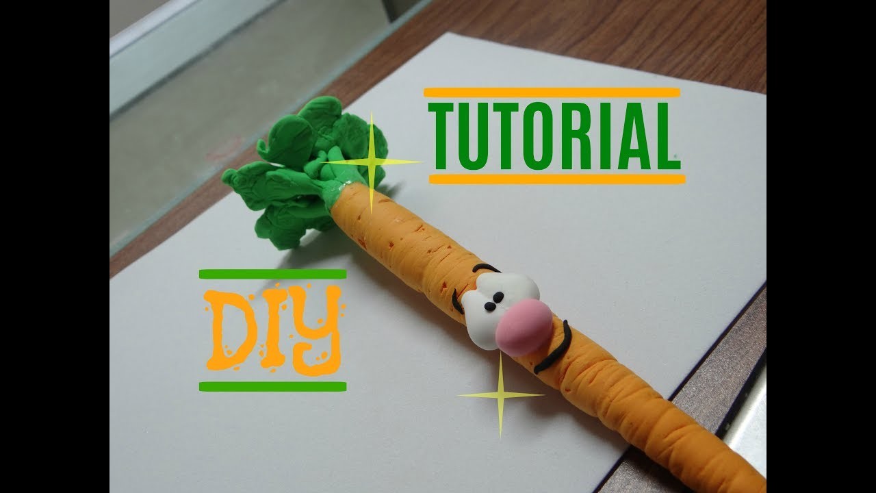DIY Pluma Zanahoria. Carrot Pen (Foamy Moldeable. Model Magic)