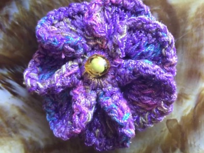 Flor tejida a crochet fácil ! Estilo rehilete o espiral