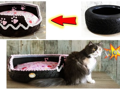 MANUALIDADES  CON RECICLAJE FÁCILES Y RÁPIDAS Cómo hacer una cama para gatos hecha con neumáticos