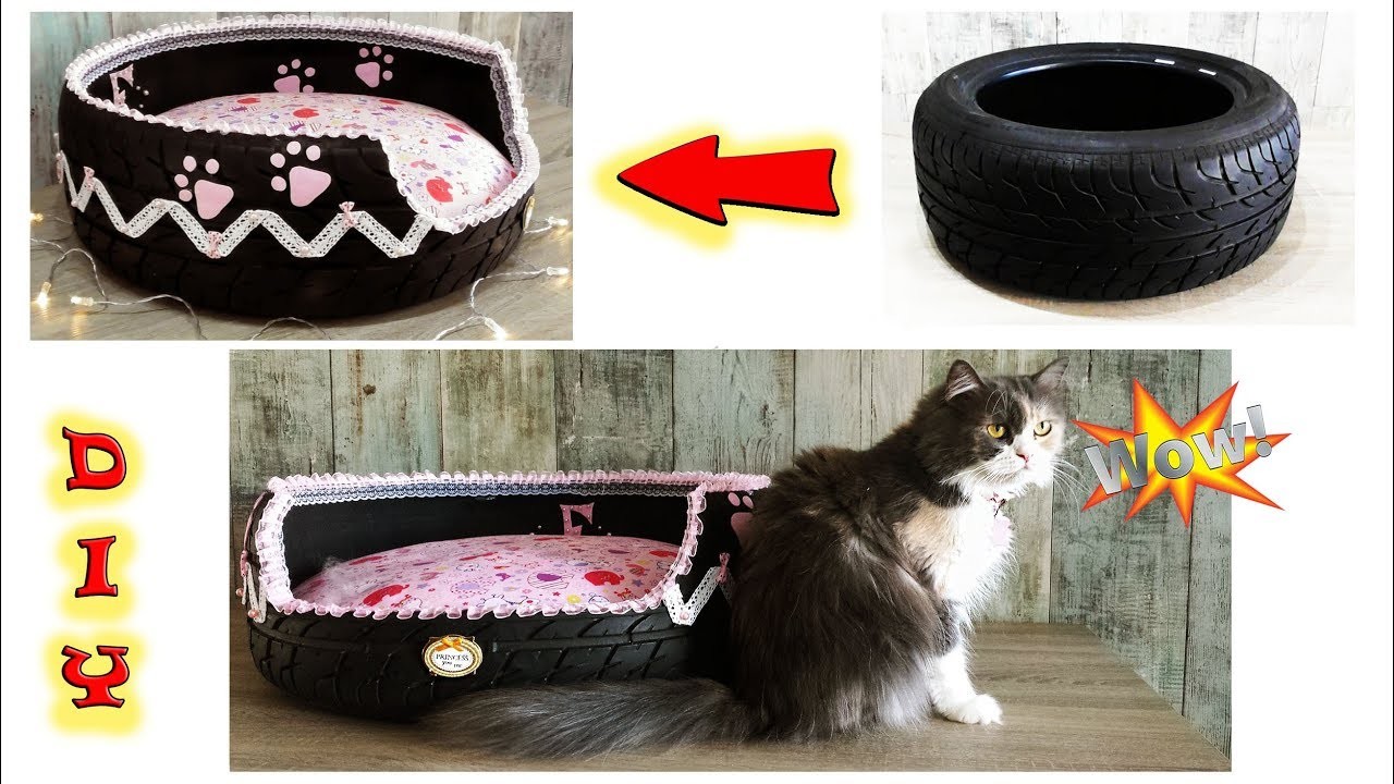 MANUALIDADES  CON RECICLAJE FÁCILES Y RÁPIDAS Cómo hacer una cama para gatos hecha con neumáticos