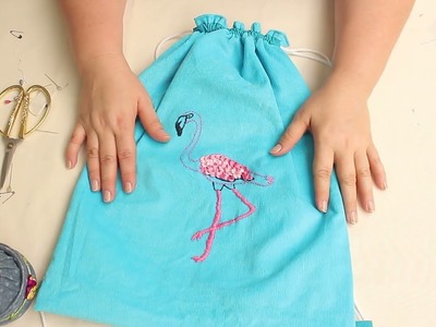 Bordado a mano para principiantes: Flamingo Rosado'.Embroidery benningers pink flamingo