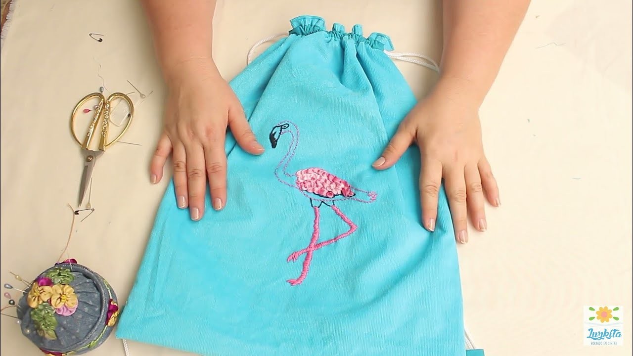 Bordado a mano para principiantes: Flamingo Rosado'.Embroidery benningers pink flamingo