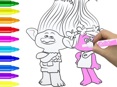 Como Colorear a los Trolls - Aprende Los Colores Pintando - Videos Para Niños