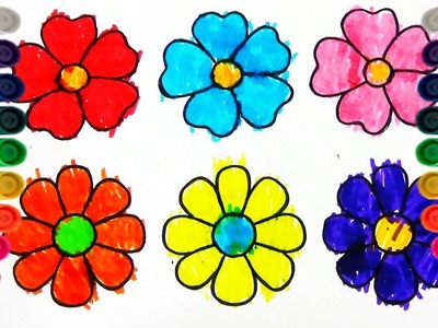 Como colorear FLORES de muchos colores - Dibujos para  niños - VIDEOS PARA NIÑOS