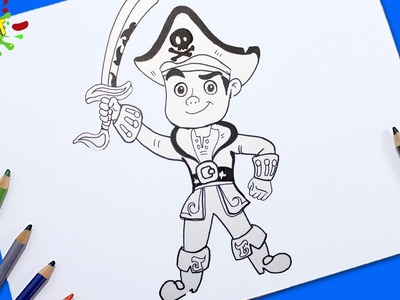 Como Dibujar a Jake y los piratas del país de Nunca Jamás - How to draw Jake pirate