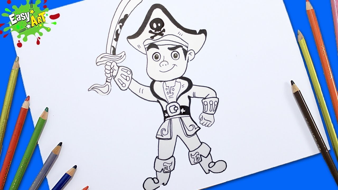 Como Dibujar a Jake y los piratas del país de Nunca Jamás - How to draw Jake pirate