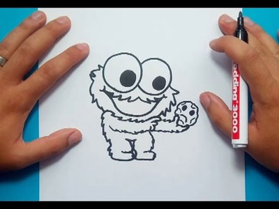 Como dibujar al Monstruo de las galletas paso a paso 3 - Barrios Sesamo | How to draw the Cookie Mon