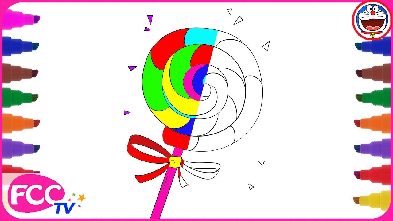 ????????????Como Dibujar Candy Lollipop de Arco Iris - Dibujos Para Niños - Learn Colors. FCC TV