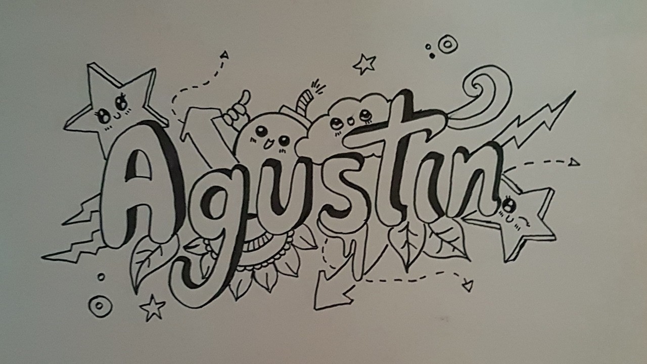 Como dibujar nombre Agustín doodle art paso a paso - How to draw Agustin name