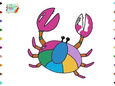 Como Dibujar un Cangrejo Facil Para Niños | Dibujos para Colorear | Learn Colors