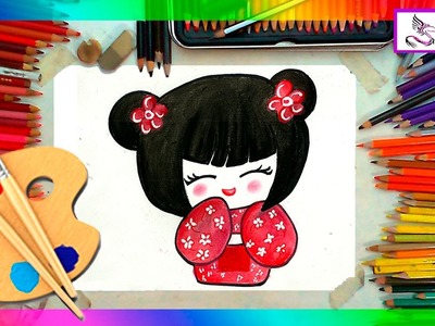 Como Dibujar una Kokeshi Dibujo Facil para niños