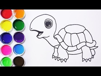 Cómo Dibujar y Colorear Tortuga de Arco Iris - Dibujos Para Niños - Learn Colors