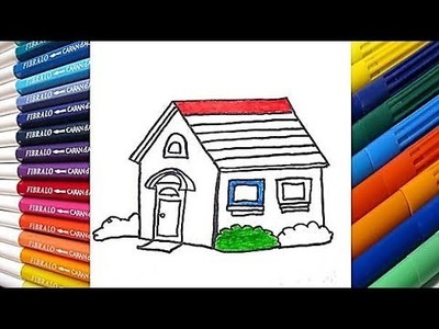 Como Dibujar y Colorear una Casa de Arco Iris - Dibujos para Niños