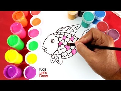 Cómo dibujar y pintar un Pez de Colores | Dibujos para Niños | Learn Colors
