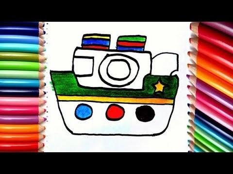 Dibuja y Colorea un Barco  de arco iris - Dibujos para niños. How to draw a boat step by step