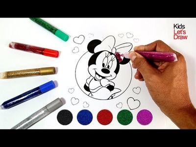 Dibujar y colorear a Minnie Mouse con Goma Glitter Escarchada | Dibujos para niños | Learn Draw