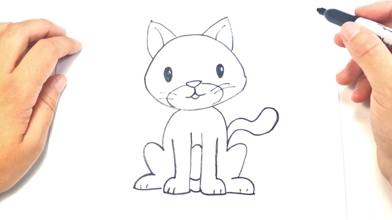 Como dibujar un Gatito para niños | Dibujo de Gatito paso a paso
