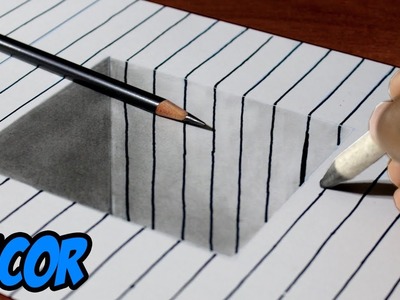 Como Dibujar un Hoyo Cuadrado con Lineas - Facil Truco 3D