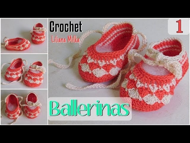 Como tejer a crochet ballerinas, zapatitos para bebes (1.2)