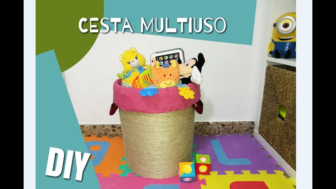 DIY- Cesta multiuso,reciclando cubo de pintura. Multipurpose basket by recycling a paint bucket