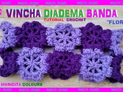 DIY. Cómo tejer Vincha de Flores a Crochet por Maricita Colours Tutorial