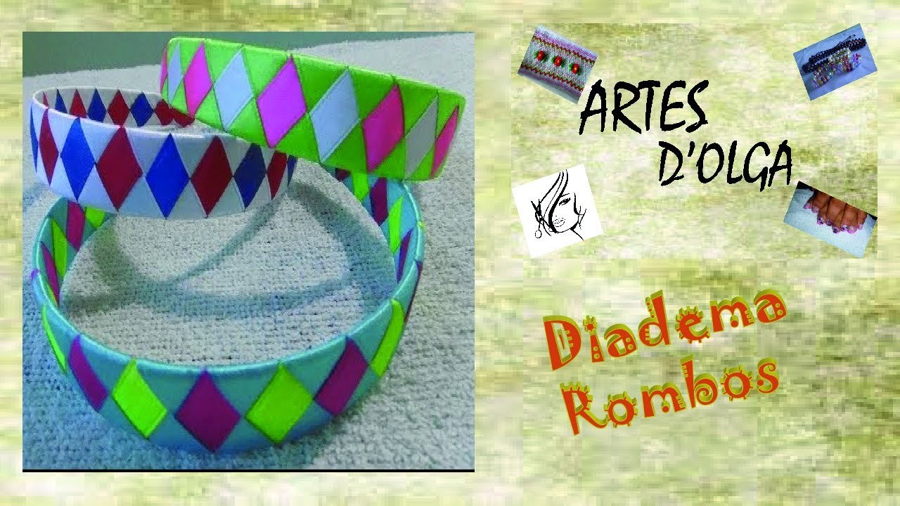 DIY Diadema tejida con cintas - Paso a paso- Rombos
