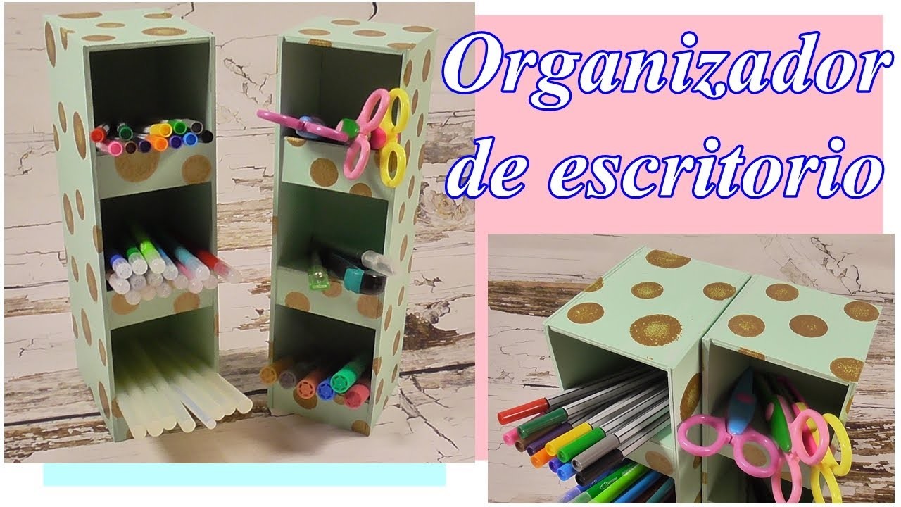 Organizador de escritorio hecho de cartón. DIY