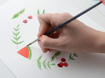 WATERCOLOR TUTORIAL: CORONA DE FRUTAS, ACUARELAS Y LETTERING. DIY