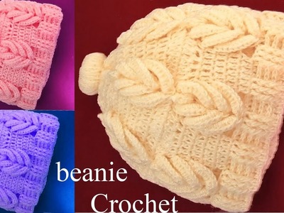 Como hacer gorros con hojas 3D tejidos a Crochet tallermanualperu
