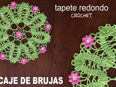 Encaje de Brujas: tapete redondo con flores popcorn tejido a crochet - Tejiendo Perú