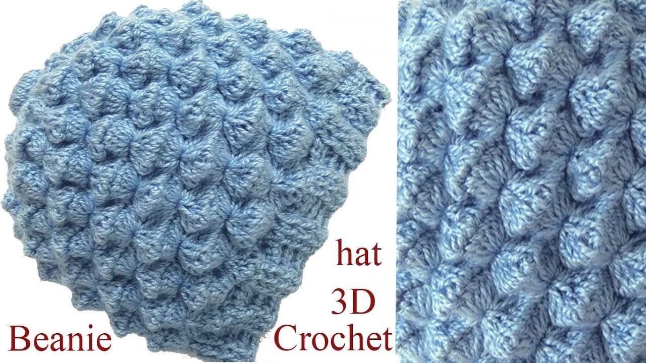 Gorro a Crochet en punto conchitas 3D tejido tallermanualperu