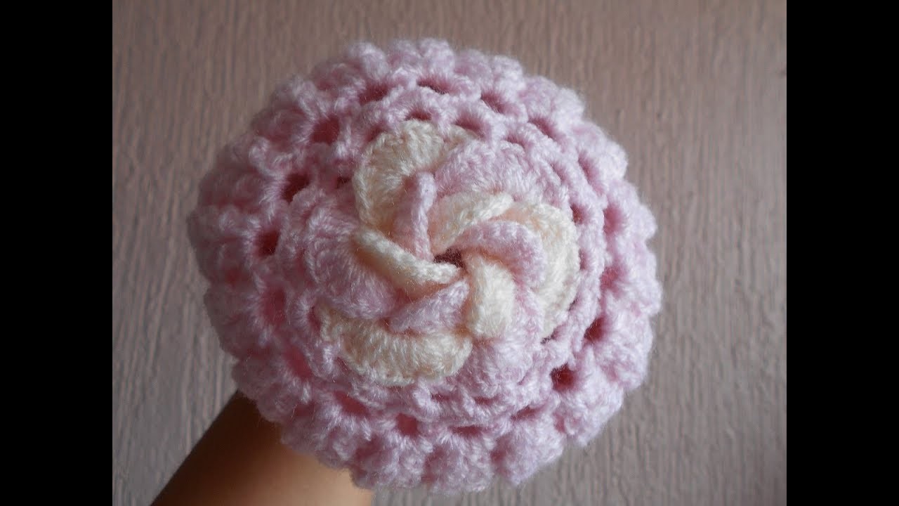 Gorro a crochet para bebe con flor 3D paso a paso