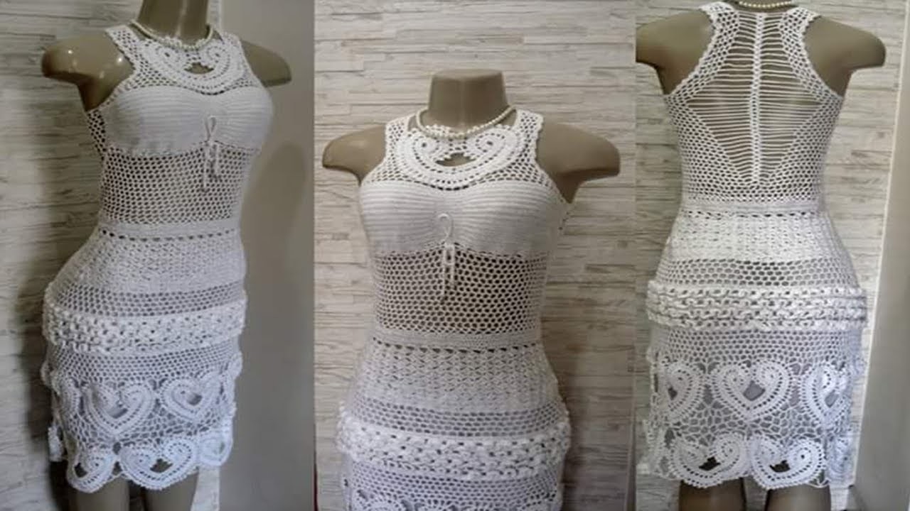 Hermoso Vestido Blanco de Mujer Tejido a Crochet