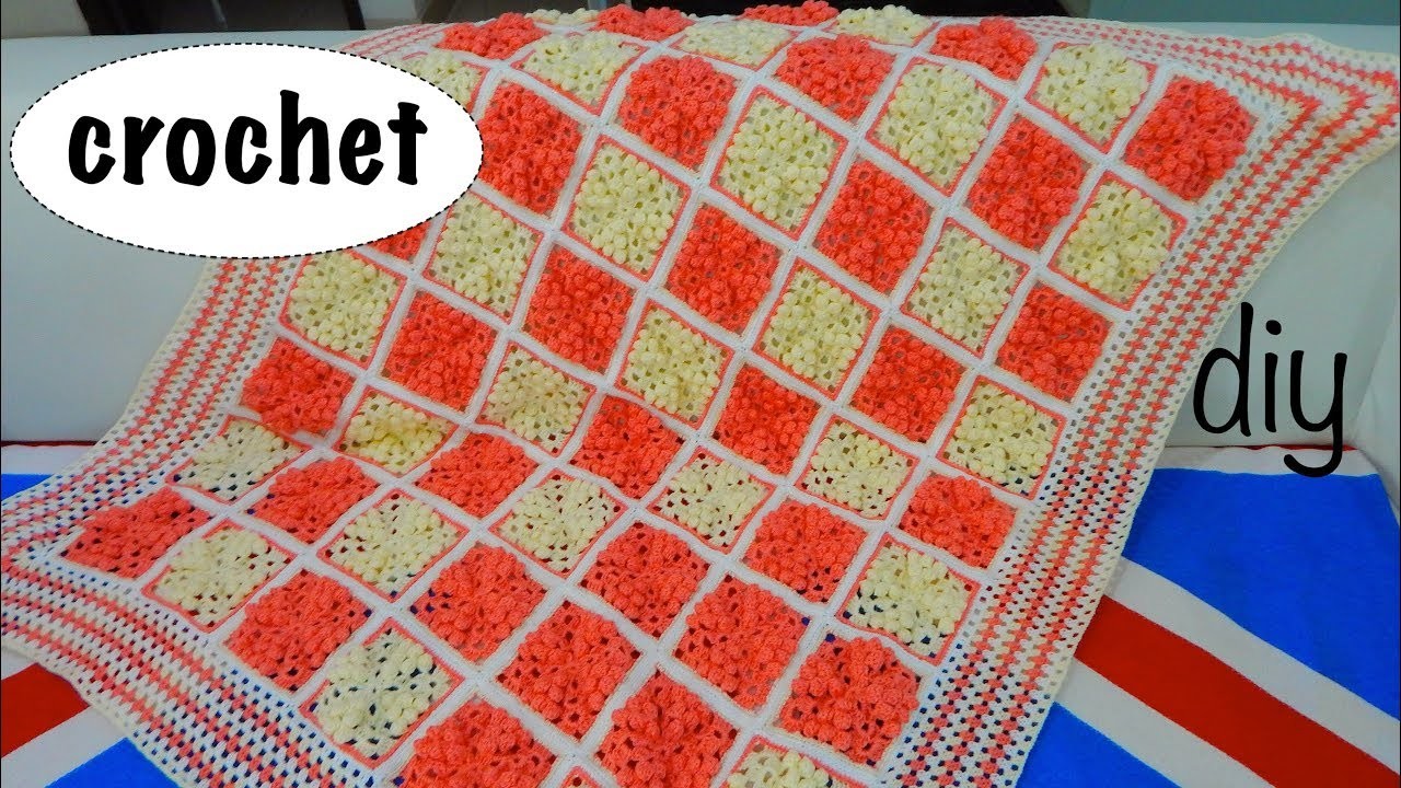 MANTA FRAZADA CUADROS TEJIDOS CROCHET BLANKET DIY