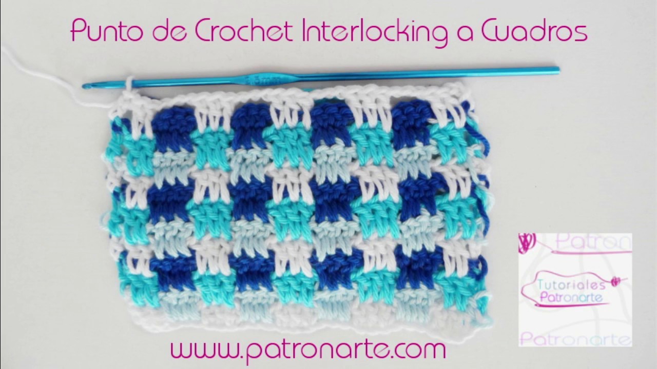 Punto de Crochet Interlocking a Cuadros Paso a Paso