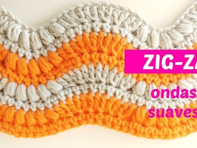 Punto  zig-zag crochet con piñas o motas incorporadas