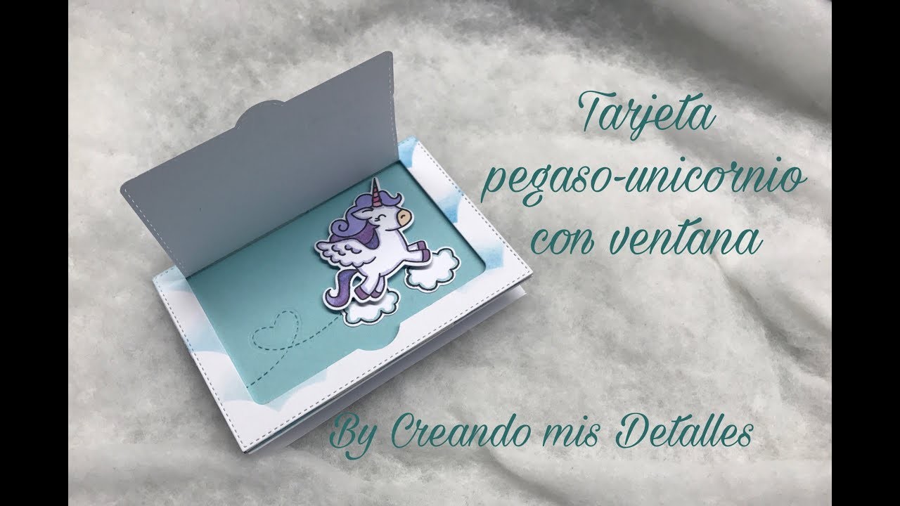 Tarjeta Pegaso - unicornio con ventana scrapbook