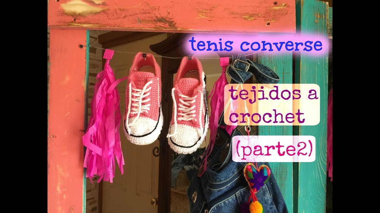 Tenis.Pantunflas Converse Tejidos a Crochet (parte2)